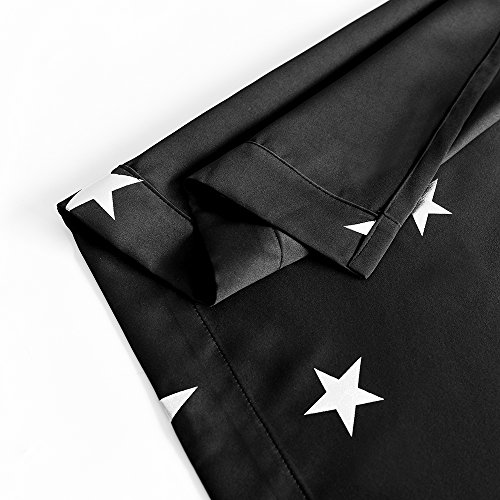 Anjee Black Blackout Curtains With Silver Star Print For Kids Room, Grommet Top Thermal Insulated Window Curtains 2 Panels W52 X L63 Inches, Black #TOP2