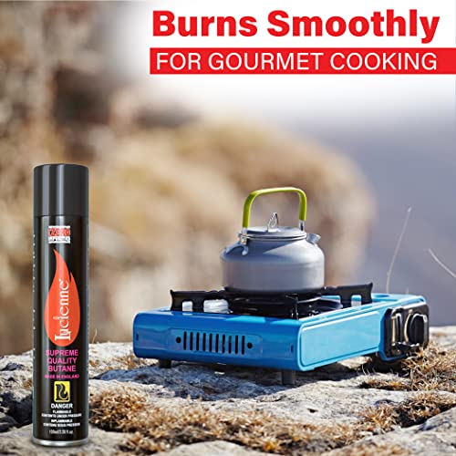 Lucienne Ultra-Refined Butane Fuel - Pure-Butane Refill Fluid for Torch with Nozzle Adapter - 5 Plastic Tips to Prevent Leakage - Sulfur-Free Lighter Gas Refill for A Efficient Burn (100 ml, 6 Pack)