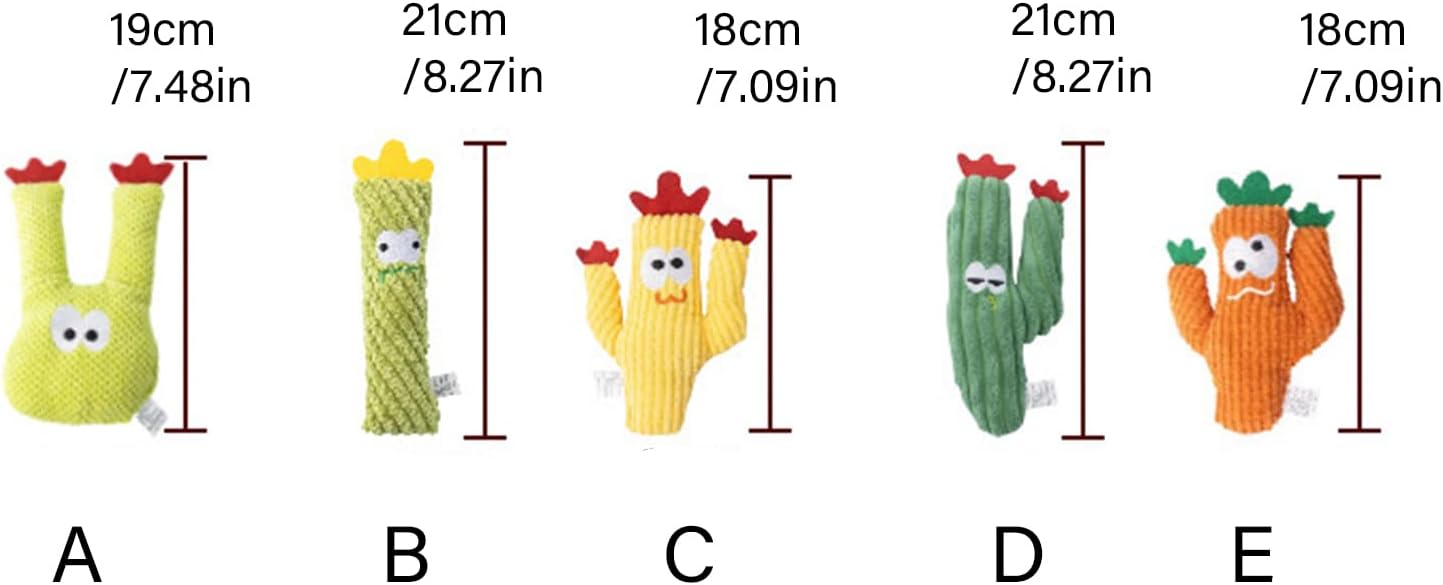 Cartoon Cactus Toy Plush for Indoor Cats, Soft PP Cotton Toy for Paw Batting, Tossing and Gentle Daily Use Soft Cactus Plush Paw Batting Indoor Activity Gentle Pet Toss