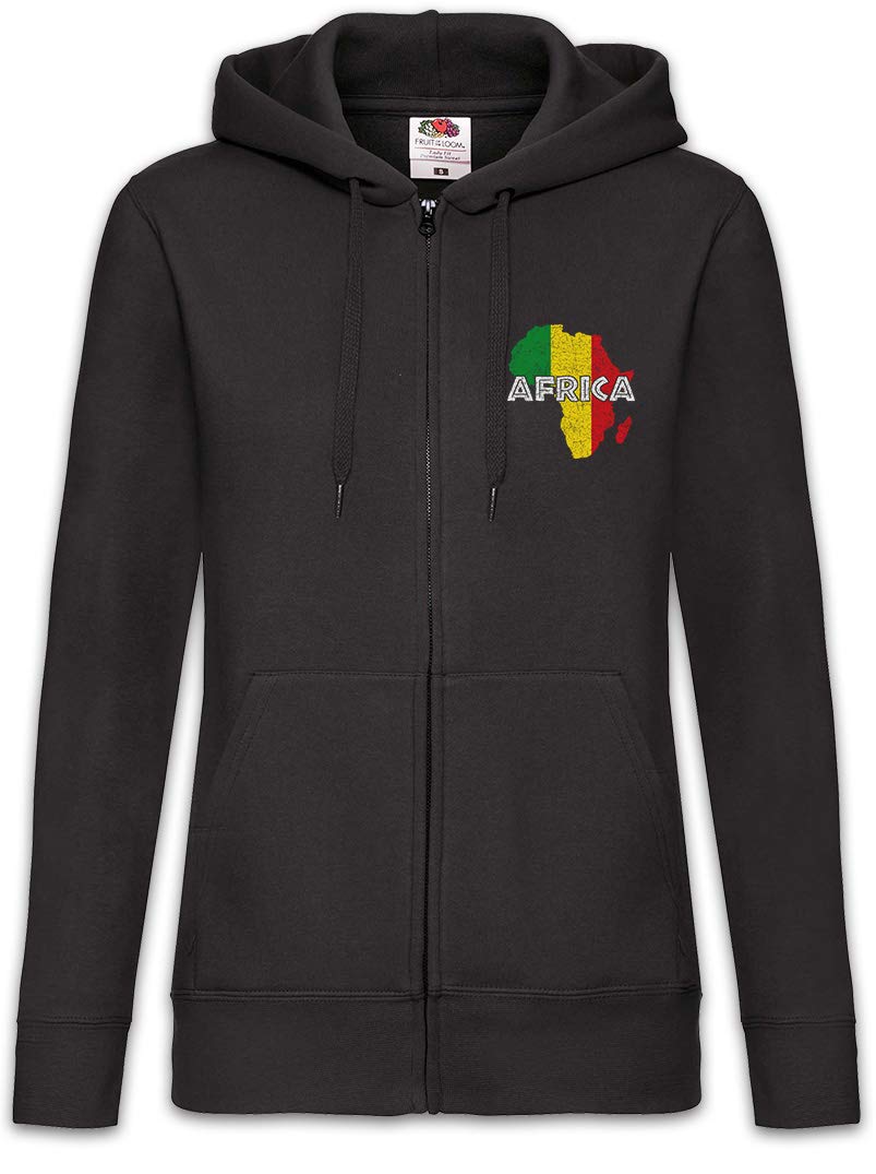 Urban Backwoods Rasta Africa Felpa da Donna con Cappuccio Zip Hoodie Zipper