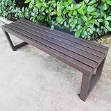 Moderne Outdoorbank ohne Rückenlehne, Metall-Gartenbank, wetterfest, für 2 Personen, Terrassen-Lattenrost-Sitz, perfekt für Terrasse, Rasen,...