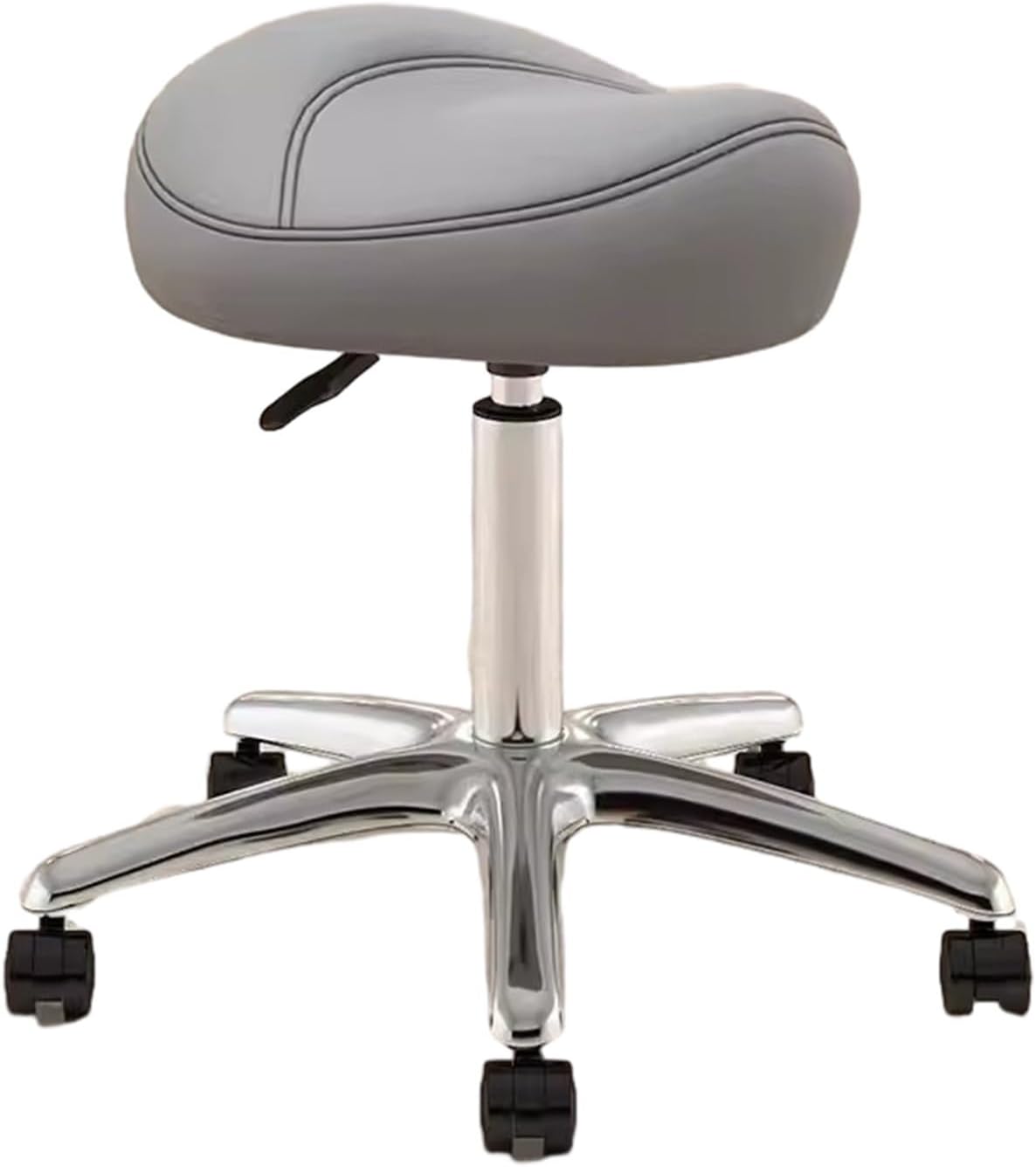 Adjustable Saddle Office Chair 36-50cm 360° Swivel Rolling Stool for Dental Hygienists & Artists Metal Salon Seat with PU Wheels Light Gray Color