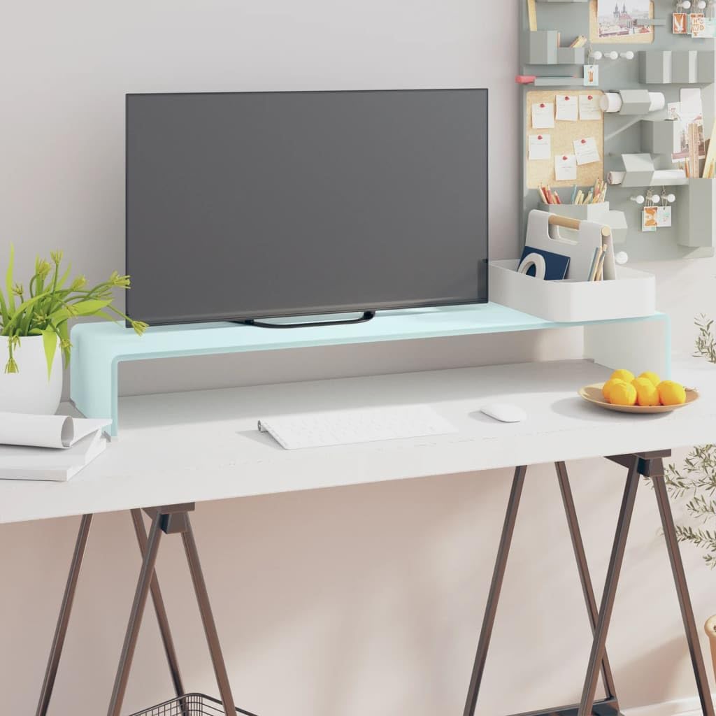 Szklana hartowana pod telewizor nowoczesny design 100x30x13 cm Zielony | Podstawka pod monitor TV zielone szkło hartowane 100x30x13 cm na laptopa i sprzęt RTV