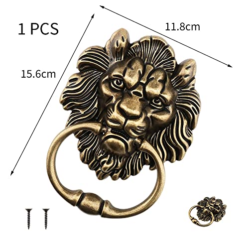 15.6cm Löwenkopf Türklopfer,Antike Bronze Türklopfer Löwe mit Schrauben,Messing Löwenkopf-Türklopfer für Haustüren Hauptvordächer