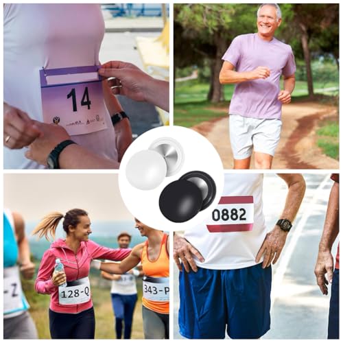 Startnummernhalter, 4 Stück Startnummernmagnete,Startnummernband Startnummer Magnete,Startnummer Befestigung,Startnummernbefestigungsschnallen,für Einsatz bei Marathon, Halbmarathon (Weiß, schwarz)
