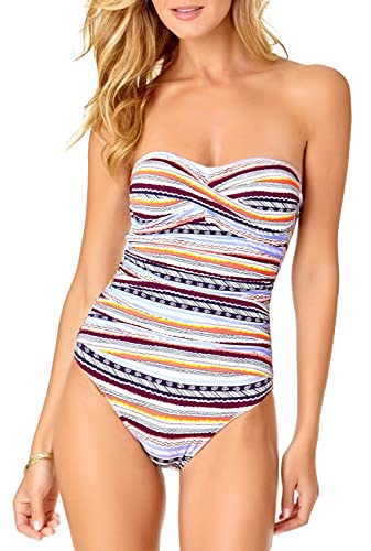 Image of Anne Cole Women's Twist Front Shirred Bandeau Tankini Swim Top