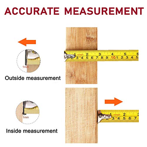 Zabiki Measuring Tape Measure, 25 Ft Decimal Retractable Dual Side Ruler With Metric And Inches, Easy To Read, For Surveyors, Engineers And Electricians, With Magnetic Tip And Rubber Protective Casing #TOP5