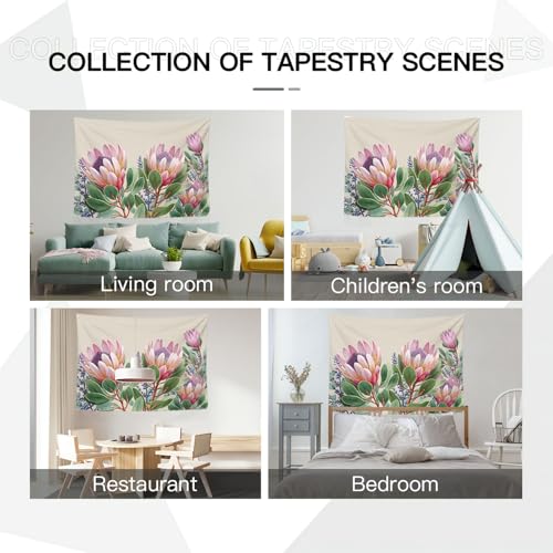 Tapiz de pared de protea rosa para decorar el dormitorio o usar como funda de sofá, 150x130cm 4