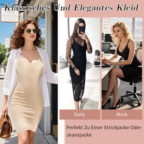 Wivzo Shapewear Damen Unterkleid Sexy Bauch Weg Figurformende Unterkleid Miederkleid Damen mit Trägern Shaping Full Slips