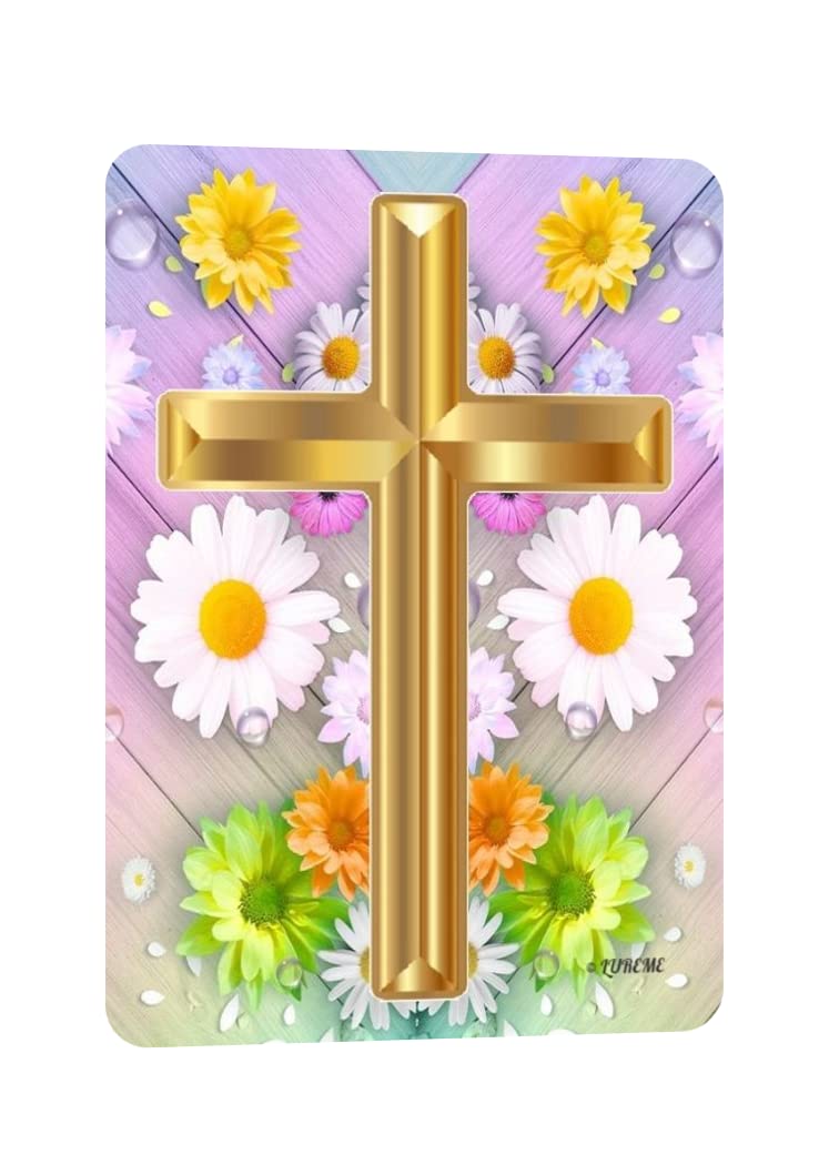 LADY HAWK Jesus Holy Cross Miniature Painting with magnetic backing. A Divine Gift for The Lord's Blessing. Directly sticks to any Metal Surface. Size 10x7cms Jesus Photo Frame Model Series - (G378)