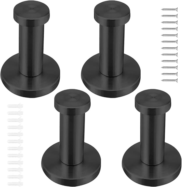 JINXM 4PCS Coat Hook Towel Hook Wall Mount Door Hooks Stainless Steel for Bathroom Kitchen Bedroom Hotel Waterproof(Black)