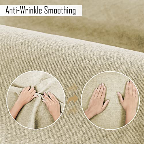 Image of HOKIPO Premium Chenille Sofa Cover Mat with 2 Armrest Cover, 3 Seater - Beige