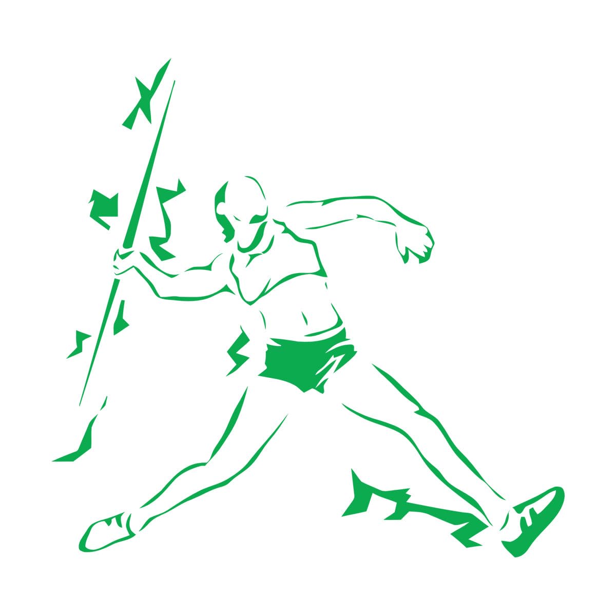 Mural and Wall Vinyl Decal Athletics Javelin Throwing Sports Competitions Athlete 81x83.1cm Equipped with Transfer Film kit Extra Large Green — image 1