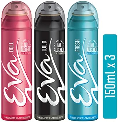 Eva Doll 150 Ml + Wild 150 Ml +fresh Deodorant 150 Ml (Pack of 3, Aerosol, Female)
