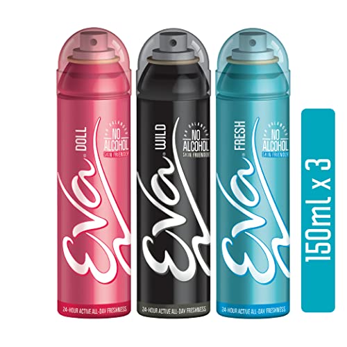 Eva Doll 150 Ml + Wild 150 Ml +fresh Deodorant 150 Ml (Pack of 3, Aerosol, Female)