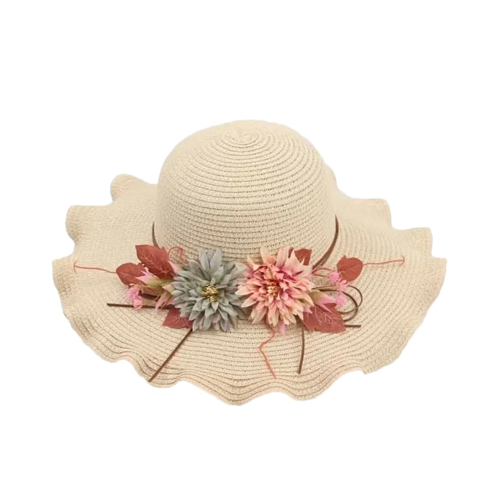 Sombrero de paja para mujer, transpirable, con flores grandes, simple, para playa, vacaciones, playa