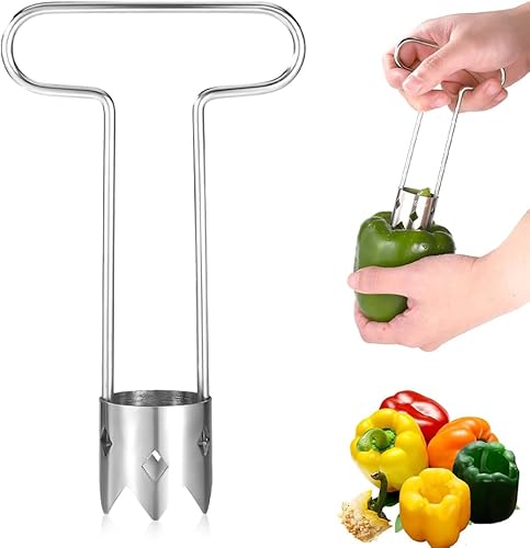 Miniatura 8 de Herramienta de descorchador de frutas y verduras, herramienta de descorchador de semillas de pimiento rojo 2025 de acero inoxidable mejorada para