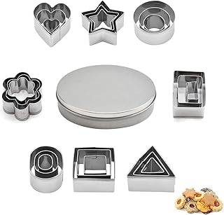 HOOTO Mini Cookie Biscuit Cutter Set 24pcs Stainless Steel Mini Geometric Shaped