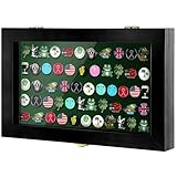 Silipull 40 Golf Ball Marker Display Case Full Magnetic Backing 15.5' W x 9.5' H Wall Mount Wooden W/98% UV Acrylic Door Lockable Storage Display Box for Ball Marker Collection(Black)