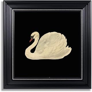 Qizee Vintage Framed Art Swan Wall Art Decorations Vintage Grace Swan Pictures Wall Decor Rustic Bathroom Decor Aesthetic,16x16 inch Black and White Framed Wall Art