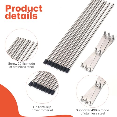 NCOALE Égouttoir à bouteilles - En acier inoxydable 304 - Pliable - Avec 8 barres et bouchons en silicone - Pour différentes bouteilles et tasses – vue 3