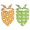 Easter Dog Bandanas Puppy Scarf Easter Dog Outfits 2 Pcs Adjustable Easter Triangle Reversible Dog Costume for Small Medium Large Dogs