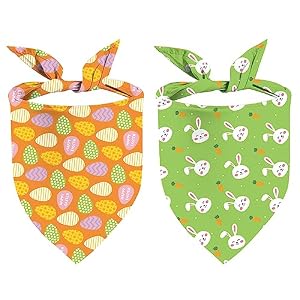 Easter Dog Bandanas Puppy Scarf - Easter Dog Outfits - 2 Pcs Adjustable Easter Triangle Reversible Dog Costume for Small Medium Large Dogs Easter Dog Bandanas Puppy Scarf Easter Dog Outfits 2 Pcs Adjustable Easter Triangle Reversible Dog Costume for Small Medium Large Dogs