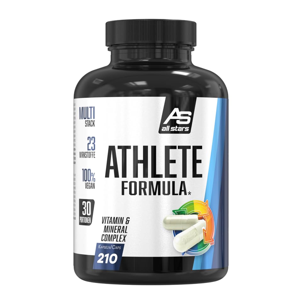 ALL STARS ATHLETE FORMULA Vitamin- und Mineralstoffe-Komplex 210 x Kapseln vegan - 23 Mineralien, Spurenelemente und Vitamine von Vitamin A bis Zink, Nahrungsergänzung für Training & Alltag