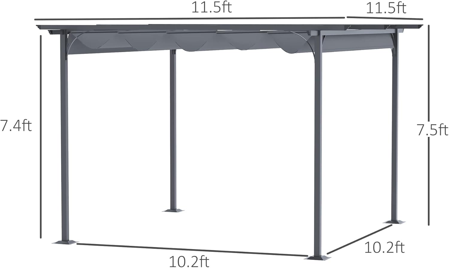 Gray Steel Retractable Pergola Canopy with UV Protection