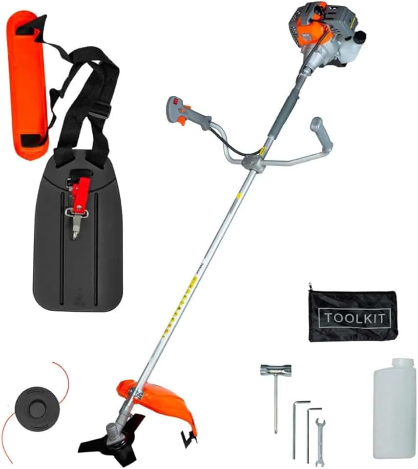 Tekna - Roçadeira Gasolina RL520P-I 2HP 51,6cc com Lâmina e Nylon – Guidão Tipo Bicicleta, Tubo Inteiriço, Alta Performance em Corte