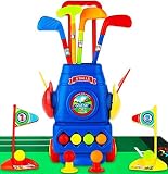 ToyVelt Toddler Golf Set - Kids Golf Clubs with 6 Balls, 4 Golf Sticks, 2 Practice Holes and a Putti