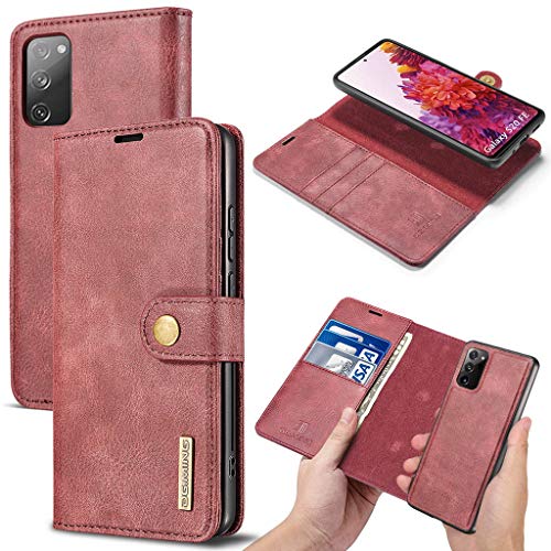 MOONCASE Galaxy S20 FE Case, Detachable Dual Use Protective Cover Either Wallet Leather Case or Slim Back Cover for Samsung Galaxy S20 FE/Samsung Galaxy S20 FE 5G (Red)