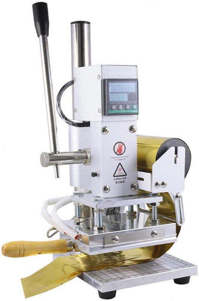 500W Hot Foil Stamping Machine, Foiling Machine, Flatbed Hot Stamping Machine with 45300  Temperature Control, Hot Press Stamping Machine with LED Display, for PVC Wood PU Leather Logo 10x13cm