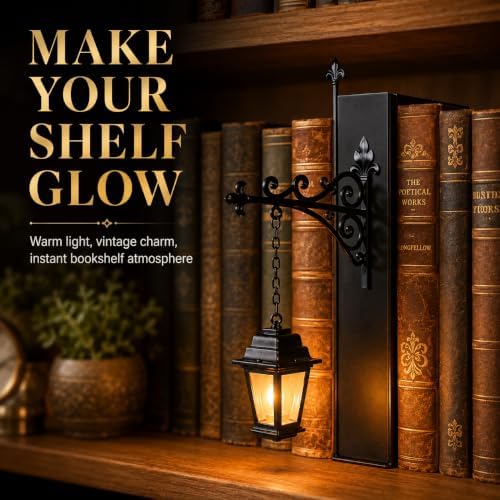 Vintage Fantasy Library Lantern Bookshelf Lamp, 4 PCS Magic Folding Book-Shaped LED Nightlight for Bookworms, Enchanting Literary Decor for Home Desk & Reading Nook - 2