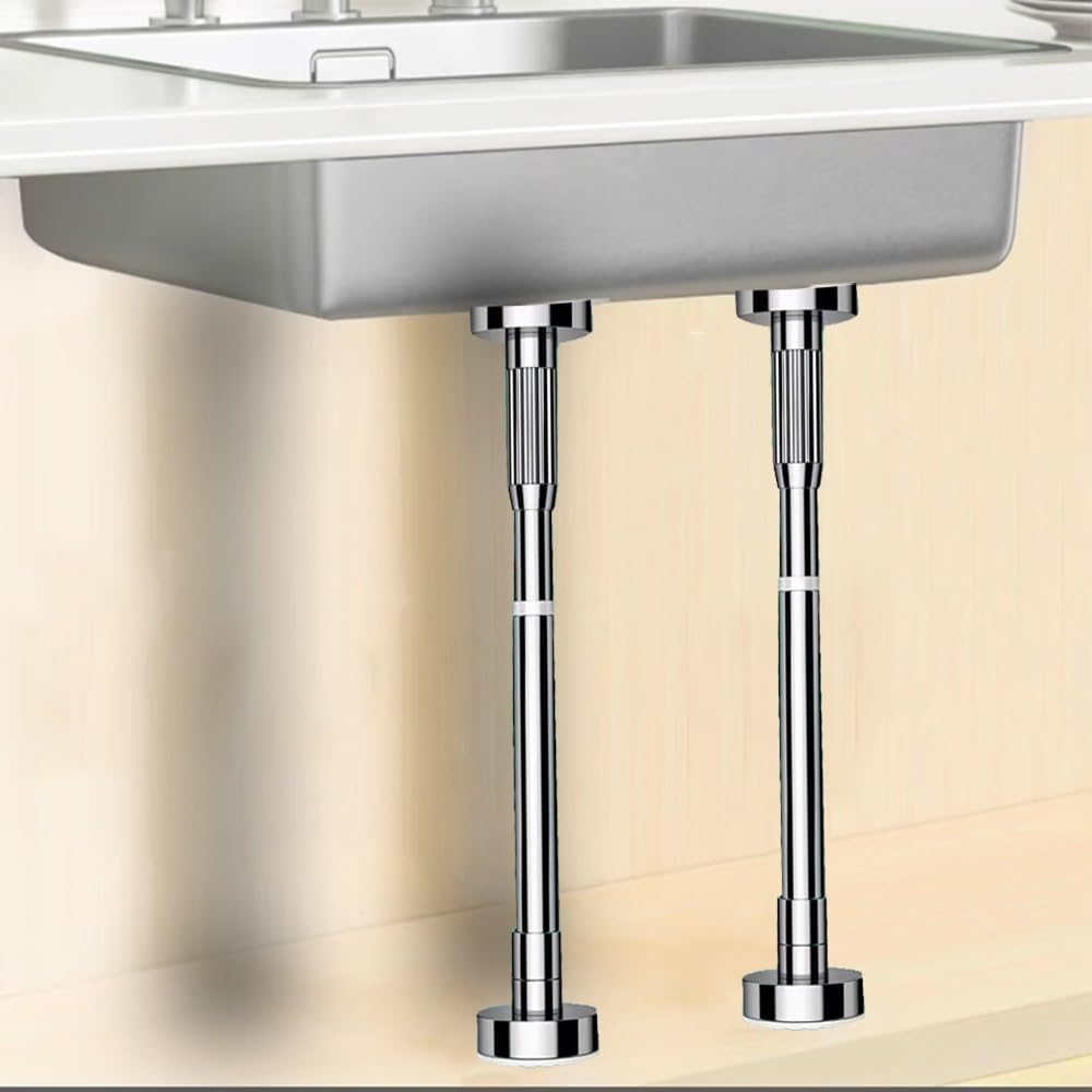 Soporte para fregadero bajo encimera telescópico y ajustable para evitar desprendimientos