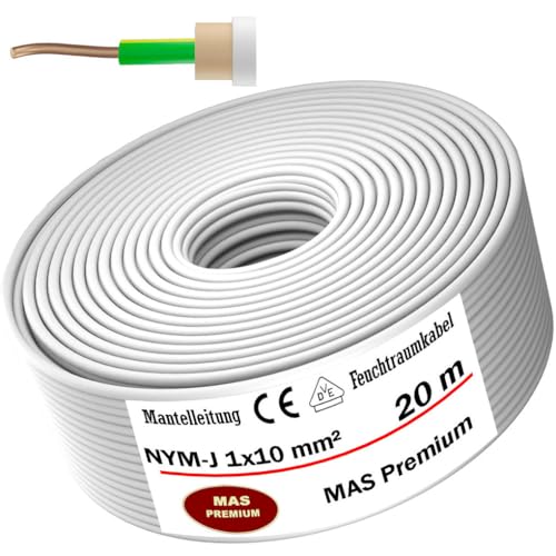 Cable de alimentación para ambientes húmedos de 5 a 100 m, NYM-J, 1 x 10 mm², anillo OFC para instalación fija (20 m)