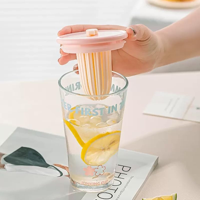 Avastro 500ml Glass Cup with Straw and Lid, Office Water Bottle, Home Juice Drink Milk Tea Coffee Cup with Handle, Pack of 2 4