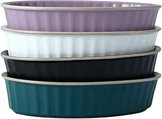 Vobajf Naczynie do pieczenia nordycka ceramiczna blacha do pieczenia owalna pieczony ser ryżowy taca na ciasto (4 szt.) do domowych naczyń z lasagną (kolor: mieszanie kolorów, rozmiar: 22 x 15 x 5 cm)