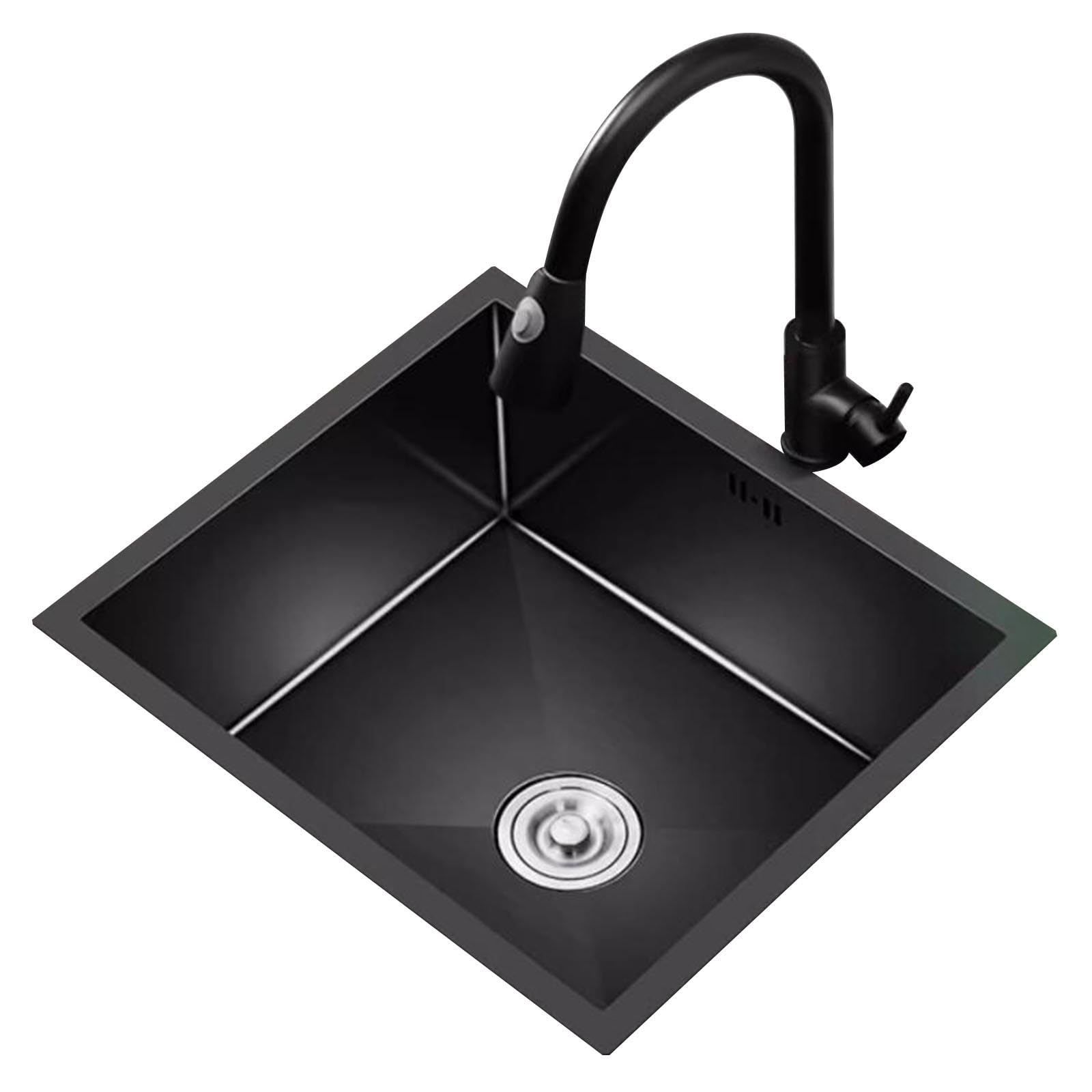 LMYSXAOZ Single Bowl Under-Counter Sink Kitchen Bar Embedded Small Stainless Steel Vegetable Washing Basin with Faucet Drain Basket(50 * 40 21cm)