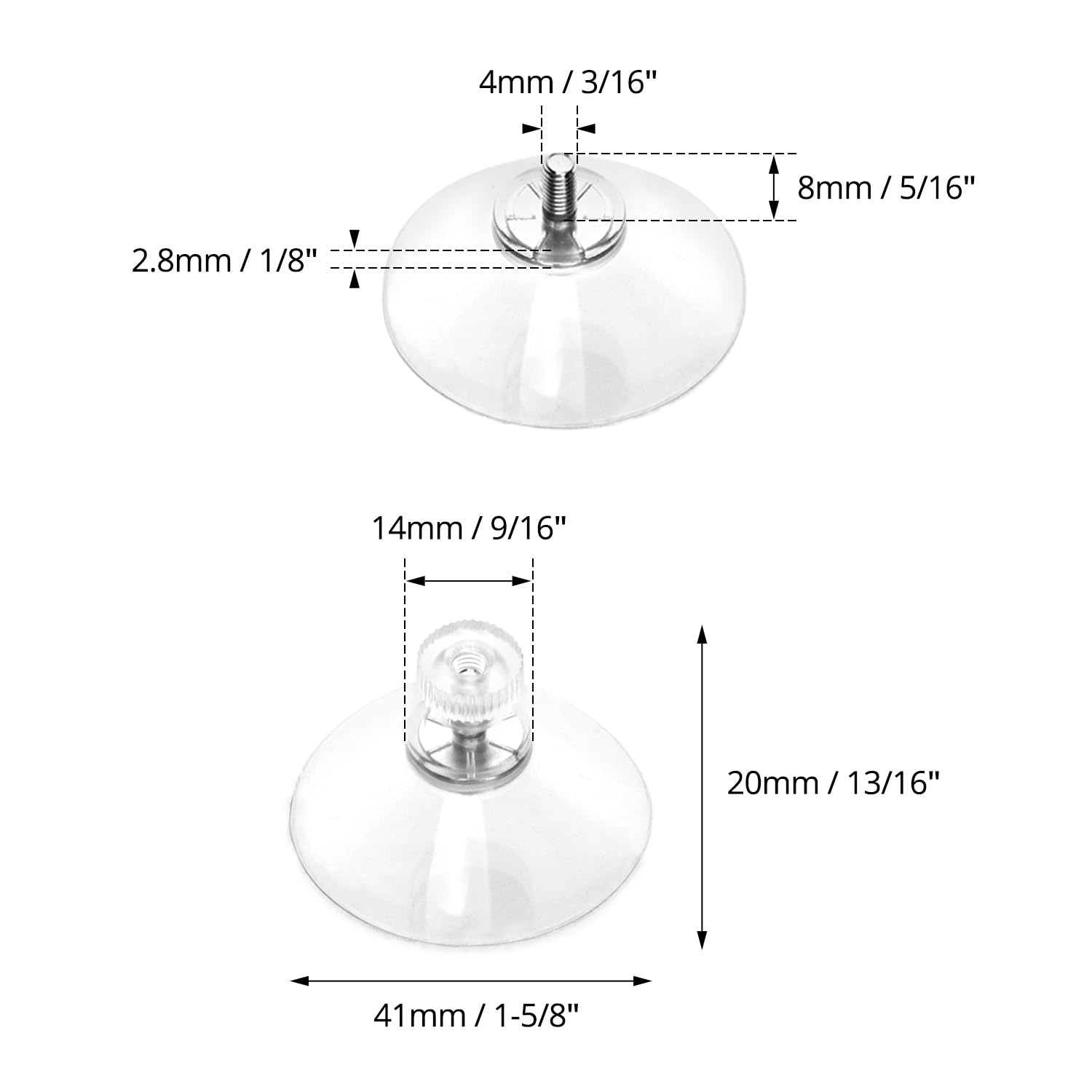 QWORK ventosas para cristal Ø 40mm con tuerca moleteada, 40 piezas
