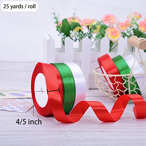 Hapeper 6 Rolls Christmas Ribbons Red White Green Satin Ribbon For Gift Wrapping, Christmas Tree Wreath Decoration (20Mm Wide) #TOP2