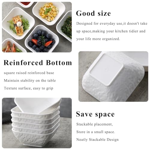 Kyraton Dip Bowls Set 6pcs 6oz, White Plastic Dipping Bowls Soy Sauce Plate for Side Dishes, Condiment Server for Tomato Sauce, Ketchup, Vinegar, BBQ and Party Dinner, Mini Appetizer Plates. - Image 5
