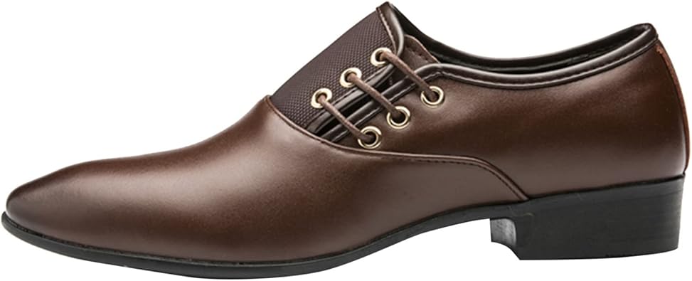 Black Shoes Men,Men's Lace Ups Shoes,Classical Style Slip On Low Rubber Sole Block Heel Work Non-Slip Lace-Ups Comfortable Classic for Office Work Business