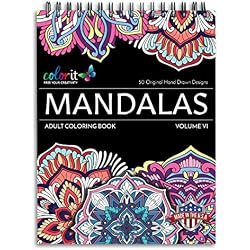 ColorIt Mandalas to Color Vol VI Adult Coloring Book | 50 mandala patterns for relaxation | Spiral bound | Thick paper | Perforated pages | Hardback cover | Ink blotter