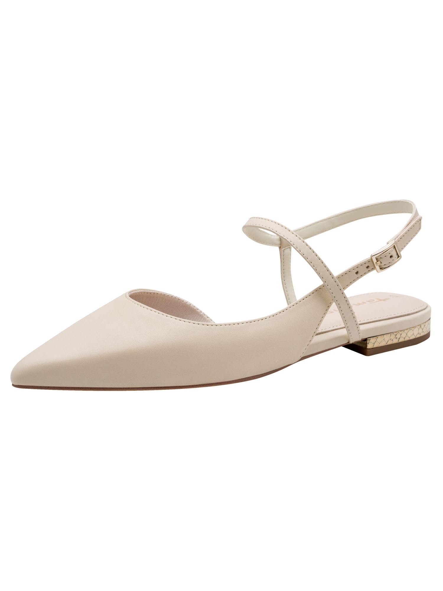 Tamaris Women's slingback pump with block heel Leather beige 5.5 UK