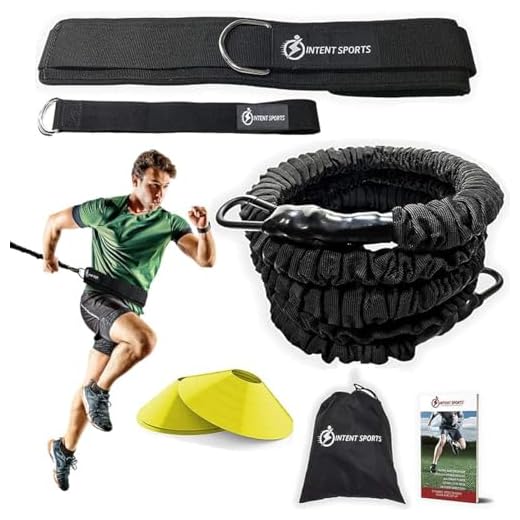 INTENT SPORTS 360° Dynamic Speed Resistance and Assistance Trainer Kit 8 Ft. Strength 80 Lb Resistance Running Bungee Band (Waist). Solo or Partner. Multi-Sport Maximize Power, Strength, Speed! eBook!