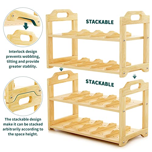 Kok Kay Water Bottle Organizer, Stackable Bamboo Water Bottle Holder, 20 Freestanding Wine Rack Storage - 4-Layer Adjustable Water Bottles Storage Organizer Rack #TOP3