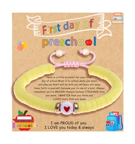 Image of First Day of Preschool Bracelet Back to School Gifts for Kindergarten / Preschool / School Gift Mama and Mini Adjustable Mother Daughter Bracelets as Supplies for Girls to Relieve Study Anxiety