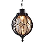 Xinmeiyue Anti-Rust Aluminum Outdoor Ceiling Light Ip54 Waterproof Grape Rack Hanging Lamp Adjustable Glass Globe Chandelier Mediterranean Ball Villa Porch Garage Entrance Lamp Lig/L-28 * 43.5Cm(S-18*