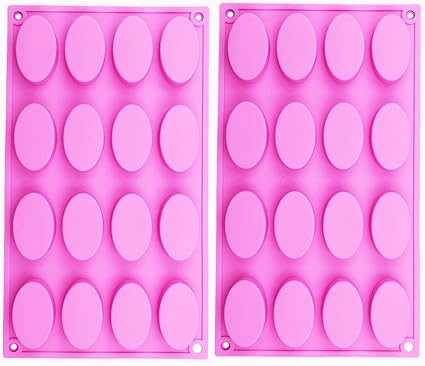 Baker Depot 16 Trous Moule En Silicone Ovale Pour Le Savon Fait Main La Gelee Le Fouet La Bougie La Fabrication De Gateau La Decoration Les Fourneaux Le Jeu De 2